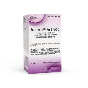 Aurovela™ Fe 1.5/30 (Norethindrone & Ethinyl Estradiol & Ferrous Fumarate Tabs) 1.5 mg/30 mcg & 75 mg, 3 x 28
