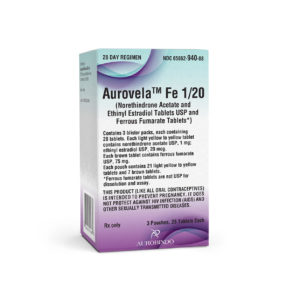 Aurovela™ Fe 1/20 (Norethindrone & Ethinyl Estradiol & Ferrous Fumarate Tabs) 1 mg/20 mcg & 75 mg, 3 x 28
