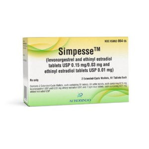 Simpesse™ (Levonorgestrel & Ethinyl Estradiol Tabs) 0.15 mg/0.03 mg & 0.01 mg, 2 x 91