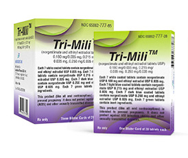 Tri-Mili™ (Norgestimate & Ethinyl Estradiol Tabs) 0.180 mg/0.035 mg, 0.215 mg/0.035 mg & 0.250 mg/0.035 mg, 3 x 28