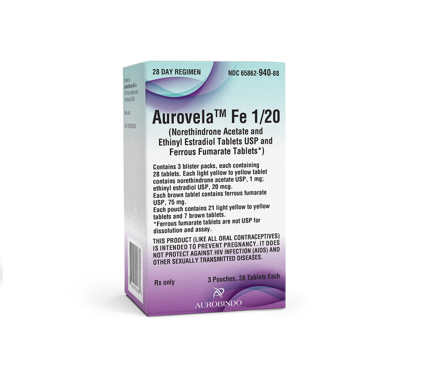 Aurovela™ Fe 1/20 (Norethindrone & Ethinyl Estradiol & Ferrous Fumarate